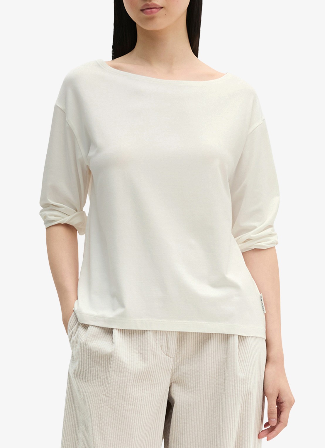 Marc O'Polo T-shirt met ronde hals - detail 3 wit