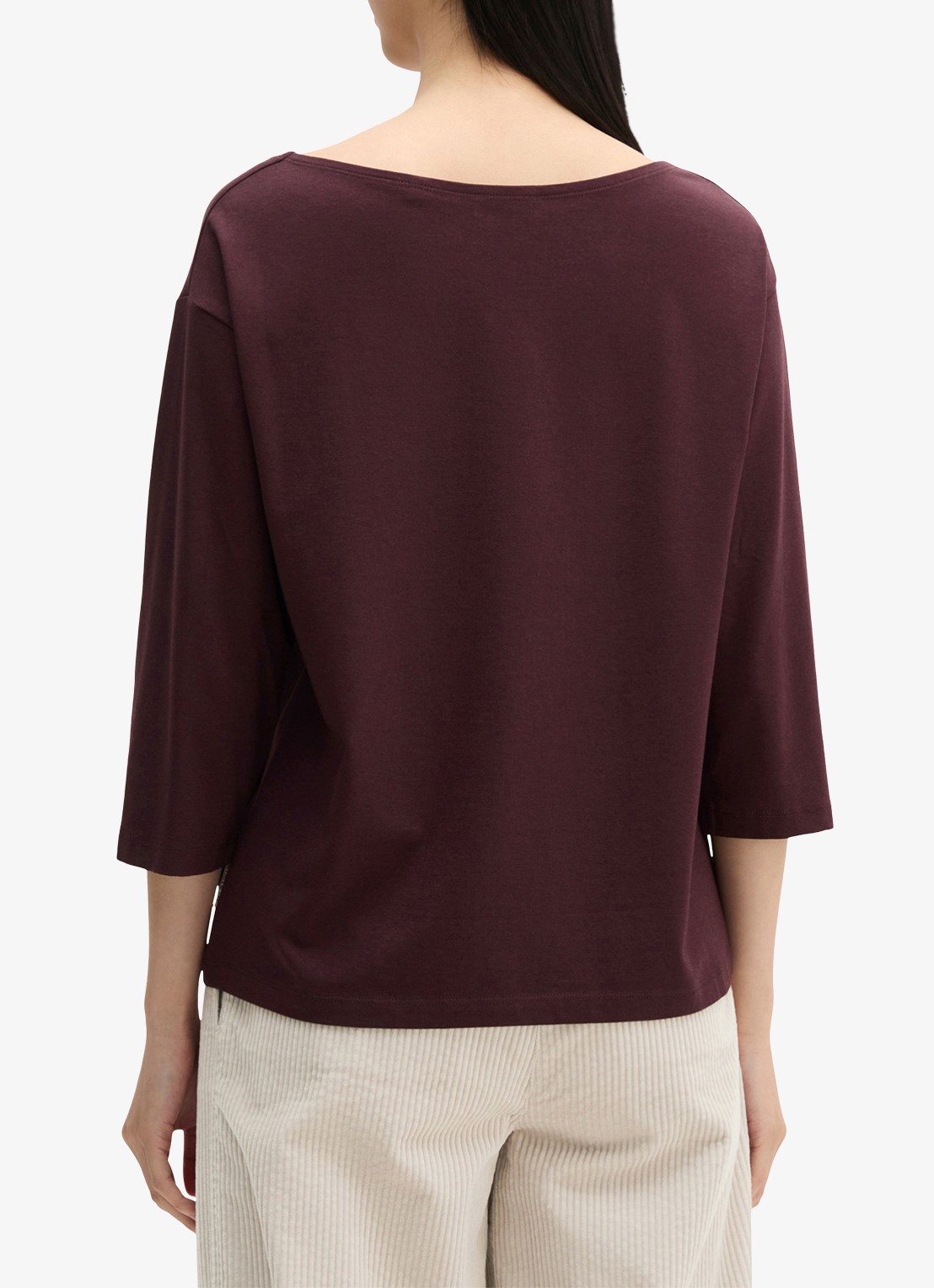 Marc O'Polo T-shirt met ronde hals - achterkant 5 kersenrood