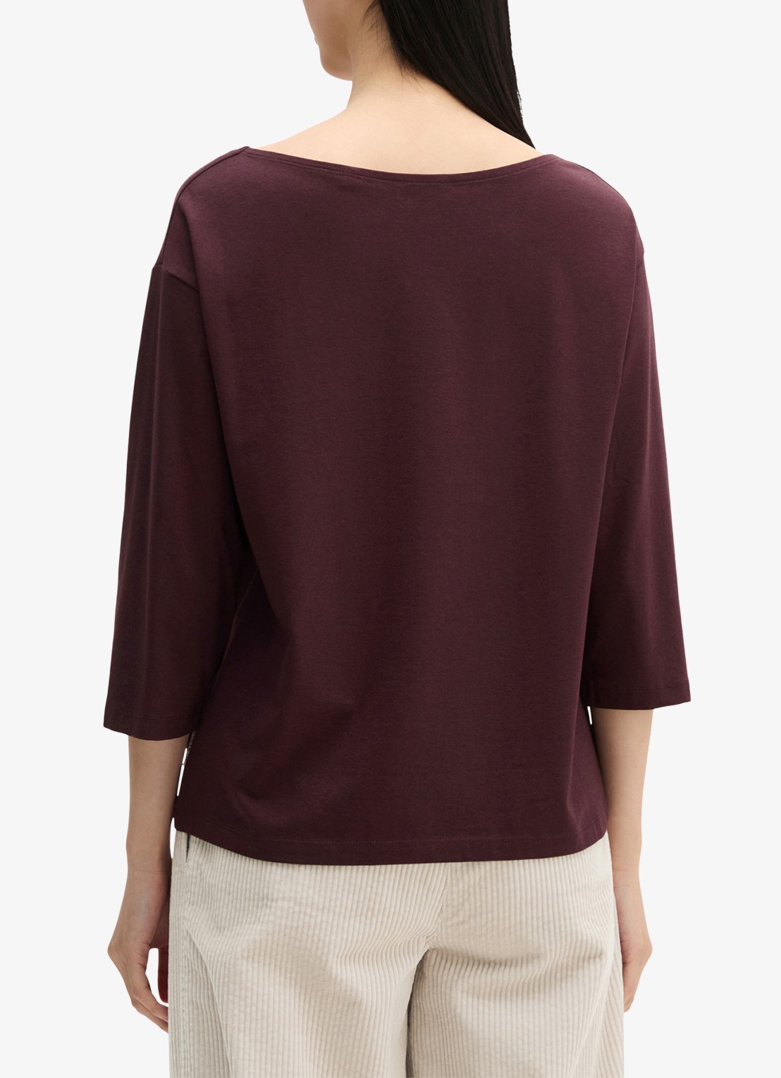 Marc O'Polo T-shirt met ronde hals - achterkant 3 kersenrood