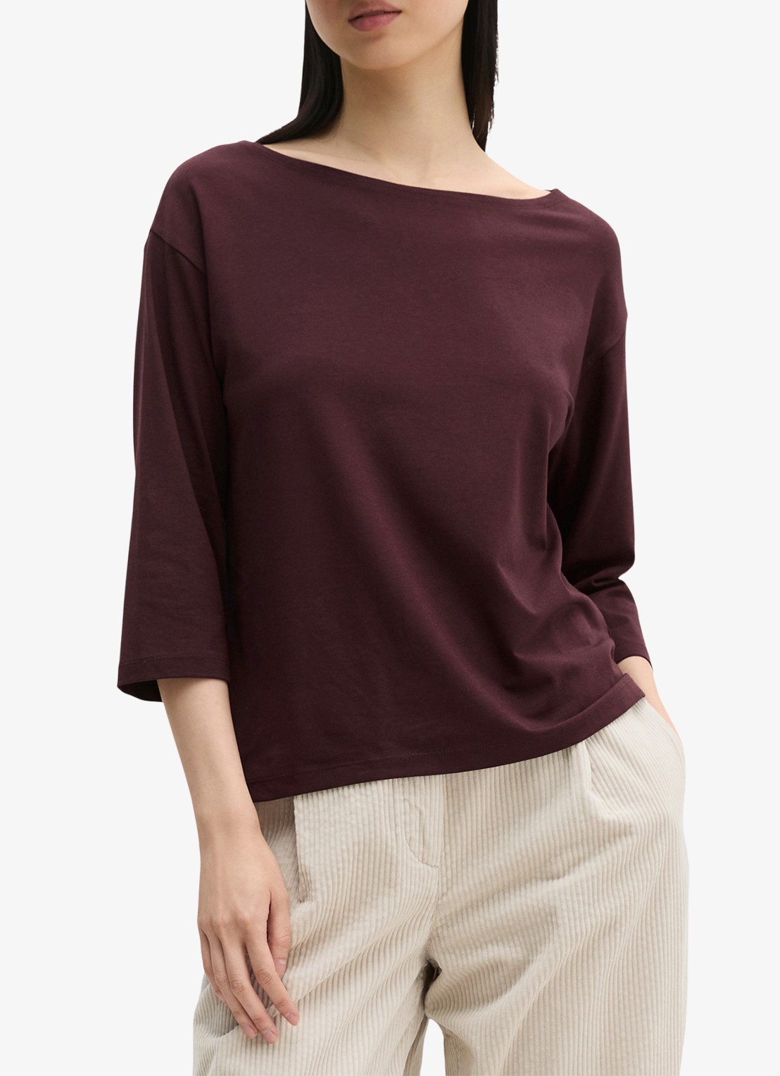 Marc O'Polo T-shirt met ronde hals - detail 4 kersenrood