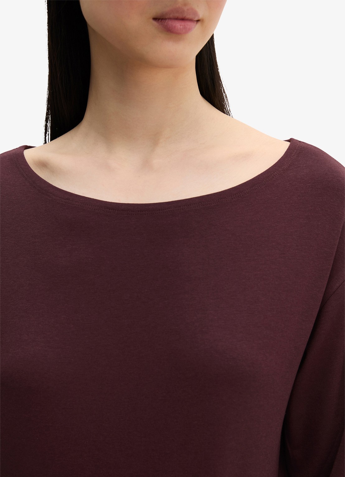 Marc O'Polo T-shirt met ronde hals - detail 4 kersenrood