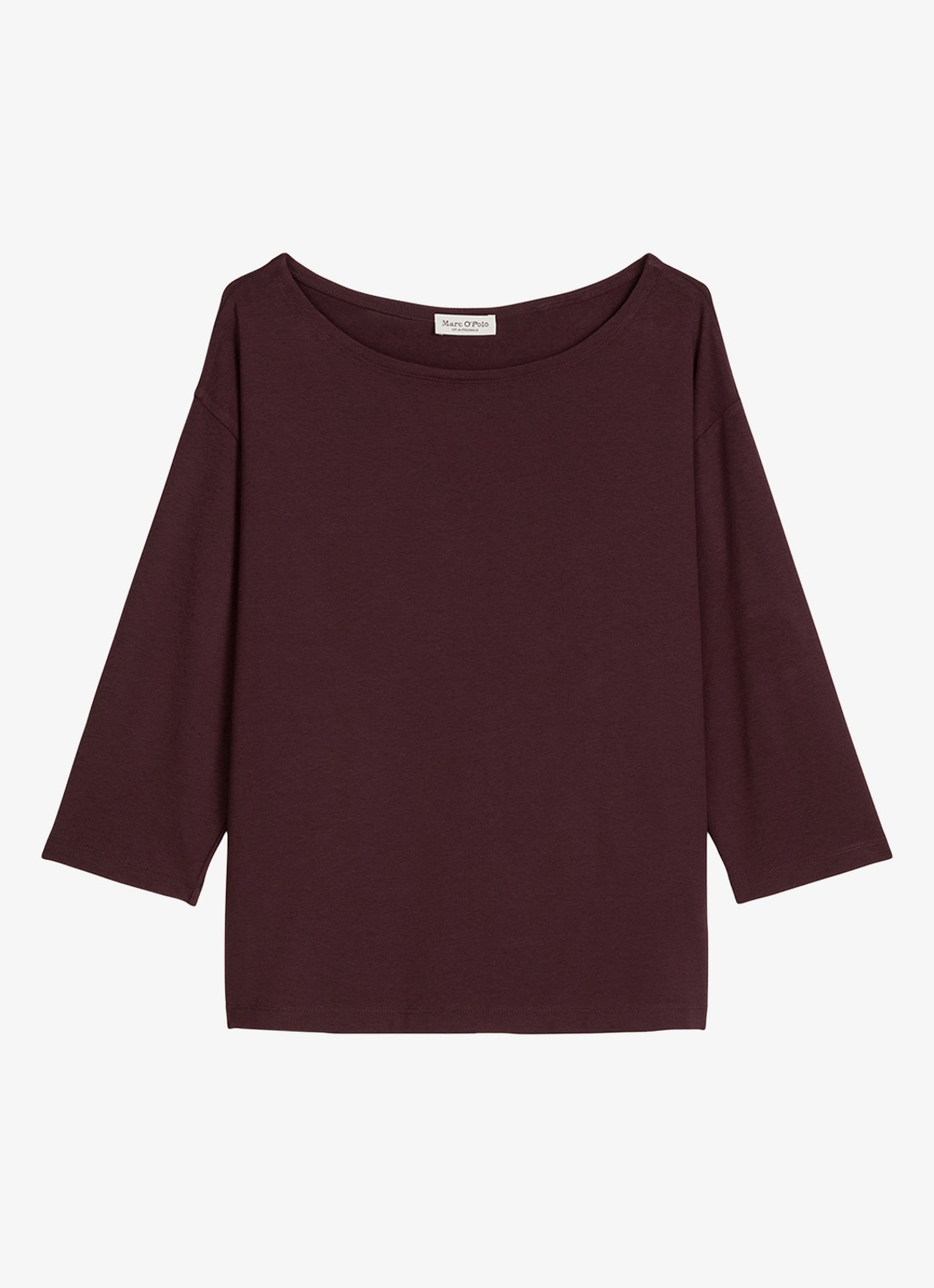 Marc O'Polo T-shirt met ronde hals - voorkant kersenrood