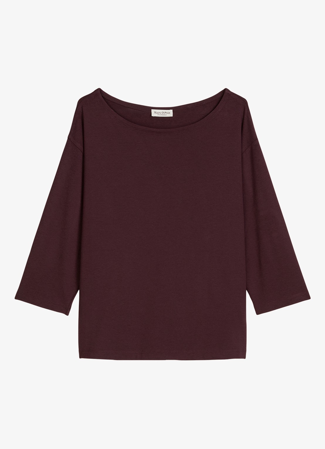 Marc O'Polo T-shirt met ronde hals - voorkant kersenrood