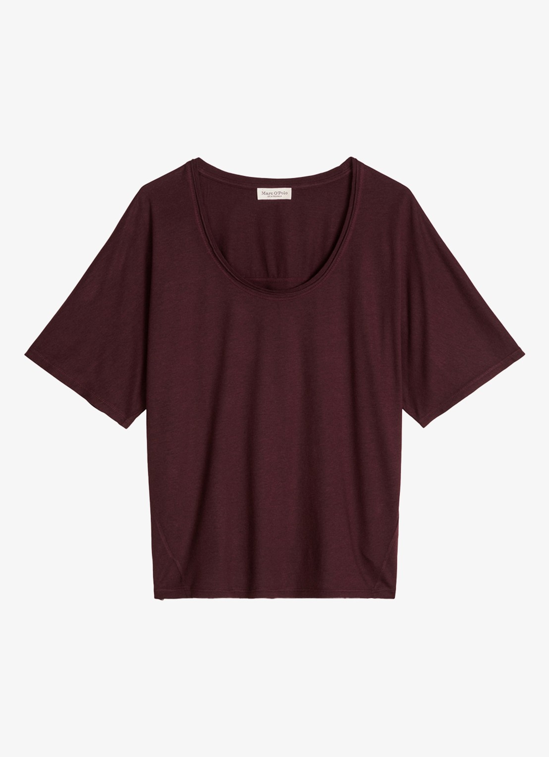 Marc O'Polo T-shirt met ronde hals - voorkant 3 kersenrood