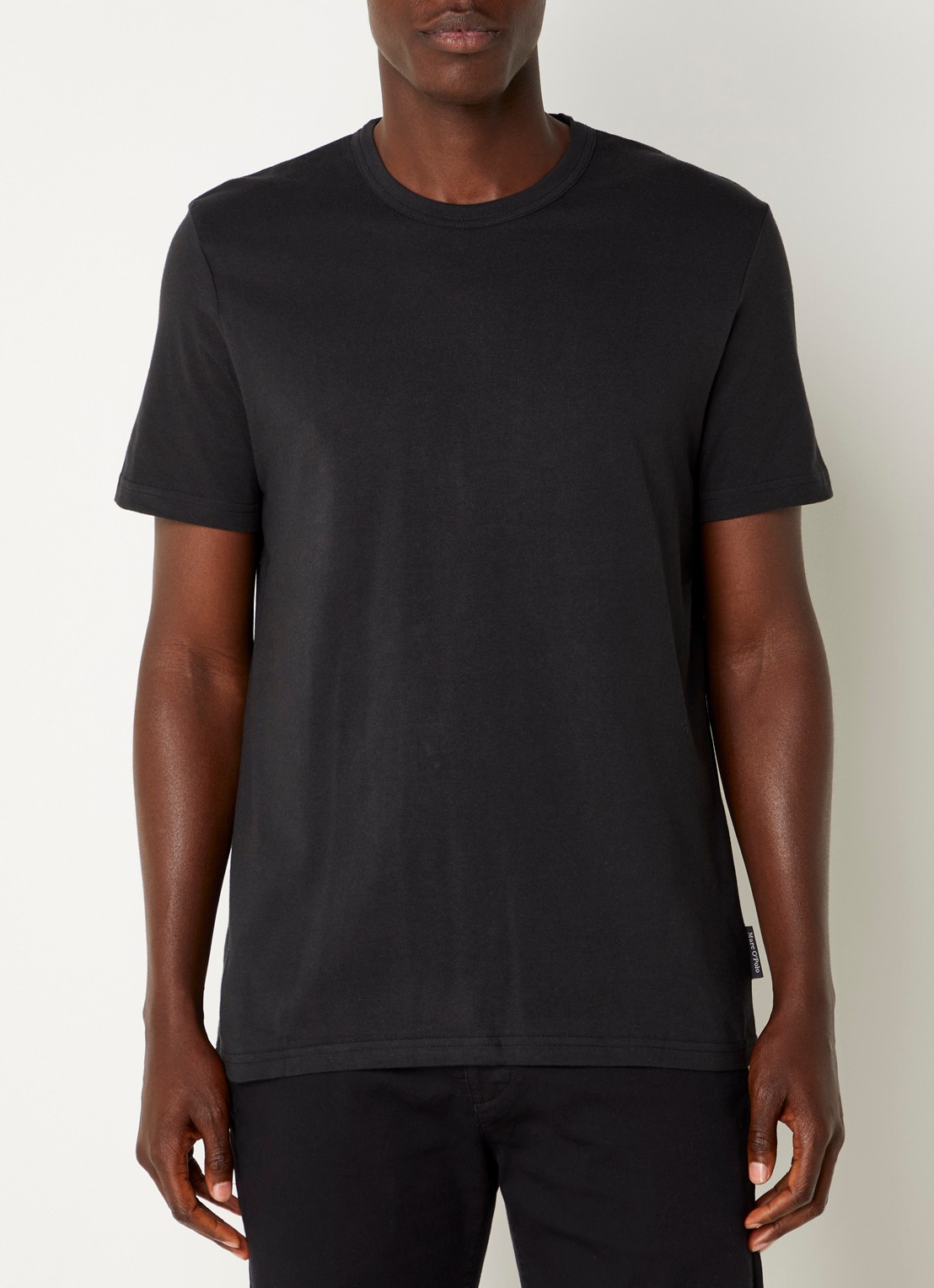 Marc O'Polo T-shirt met ronde hals - detail zwart