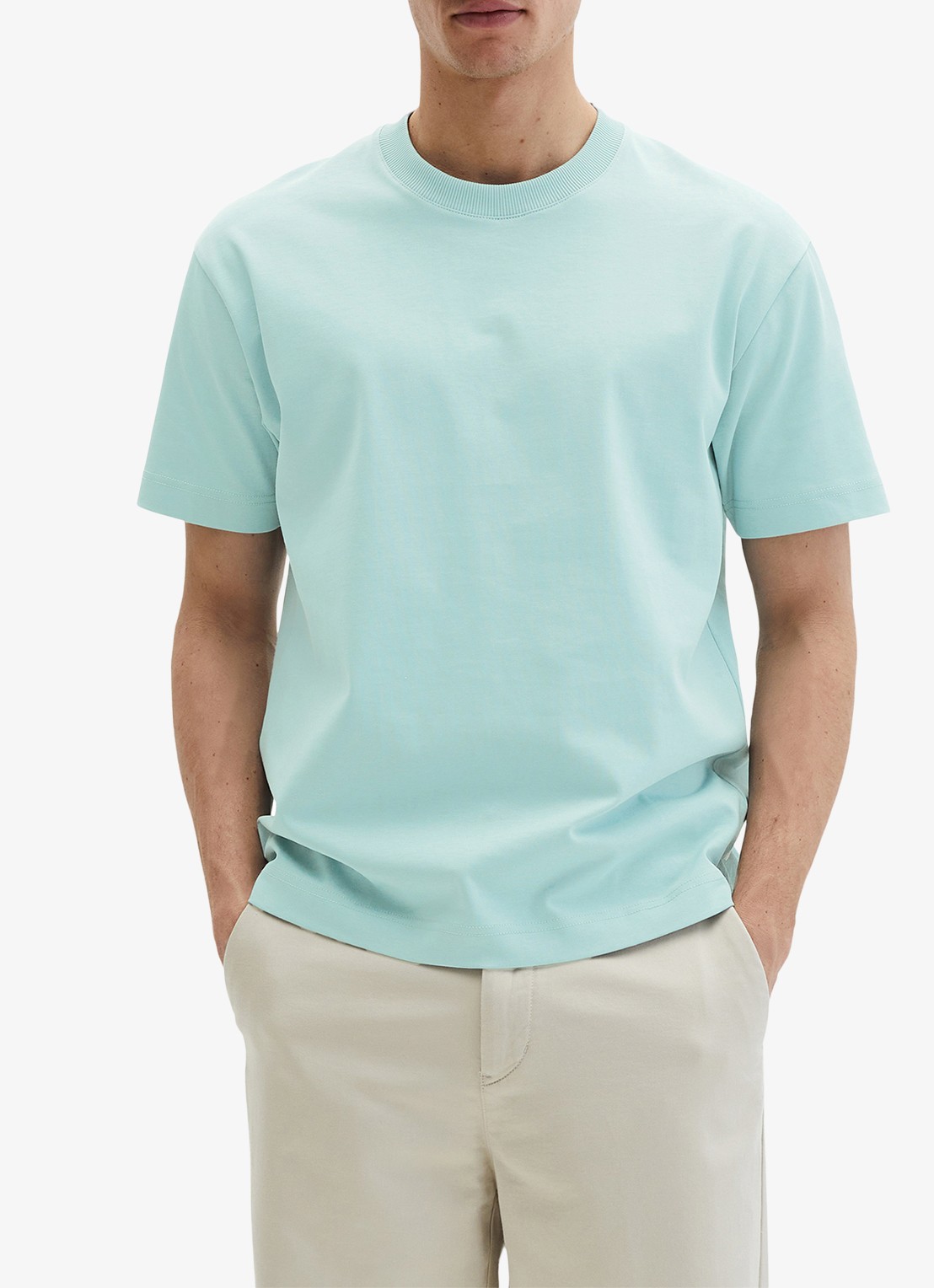 Marc O'Polo T-shirt met ronde hals - detail 3 blauw