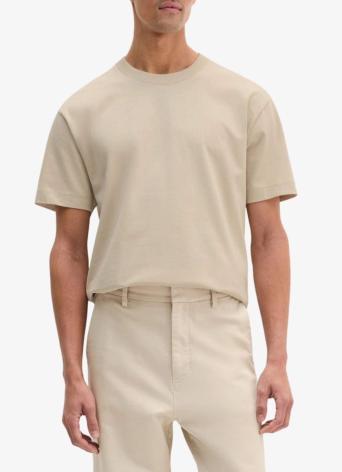 Marc O'Polo T-shirt met ronde hals - detail beige