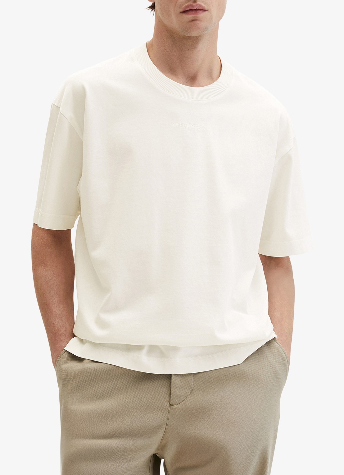 Marc O'Polo T-shirt met ronde hals - detail 2 gebroken wit