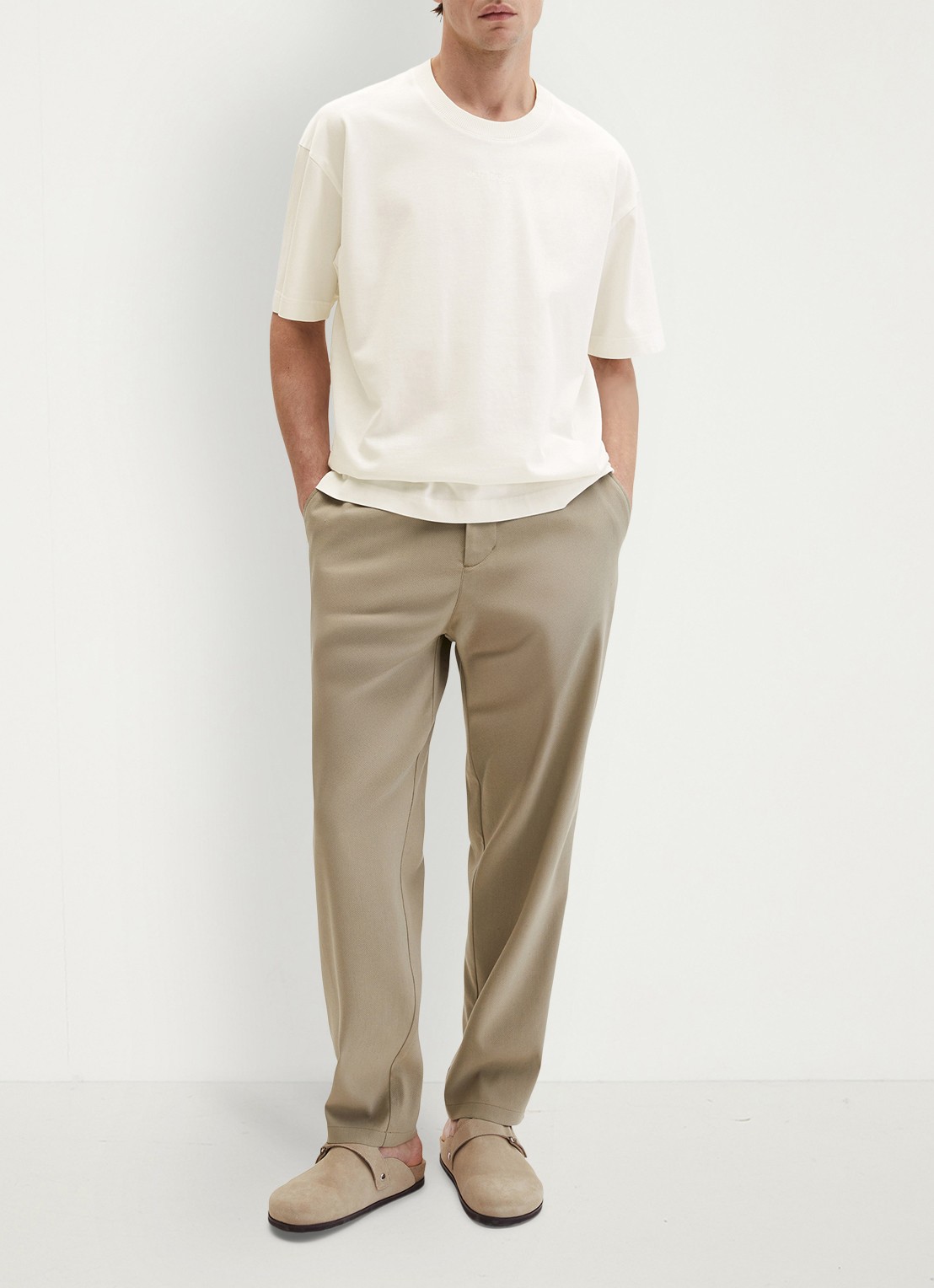 Marc O'Polo T-shirt met ronde hals - voorkant 5 gebroken wit
