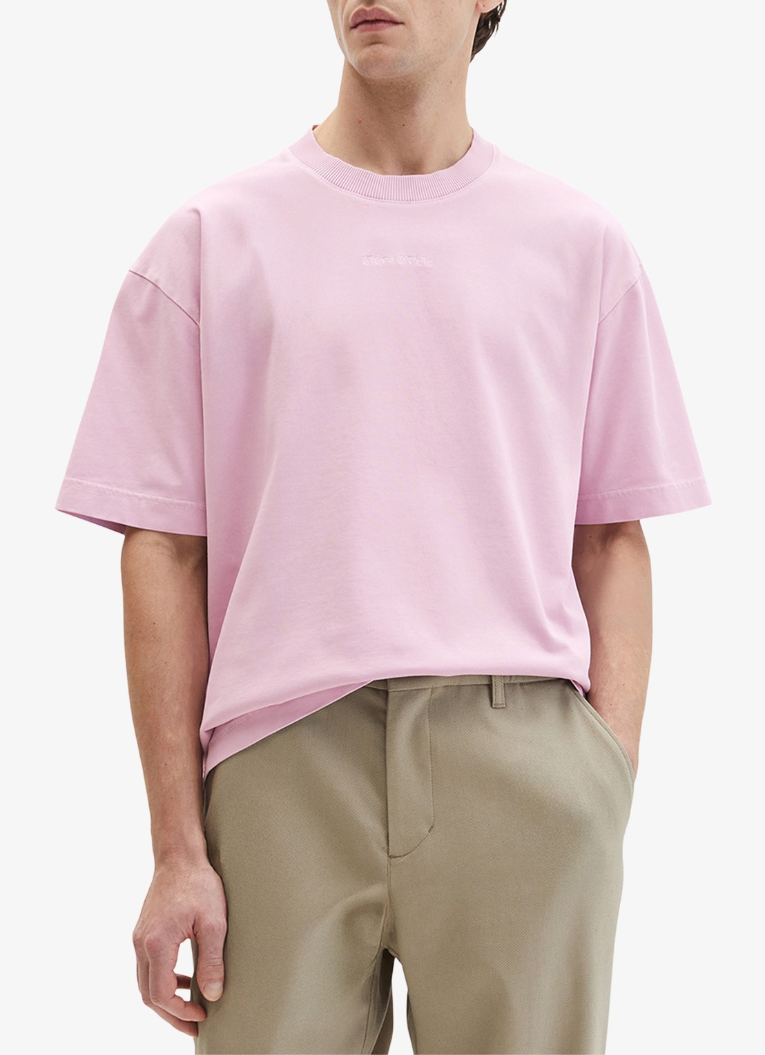 Marc O'Polo T-shirt met ronde hals - detail 4 lichtroze