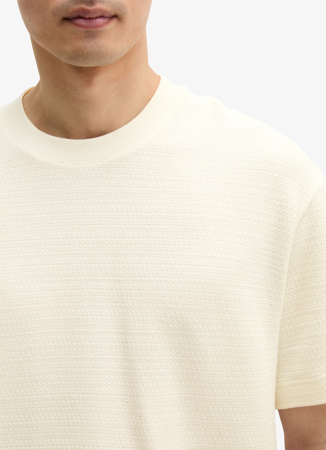 Marc O'Polo T-shirt met ronde hals - detail 2 silky white-1183 / wit