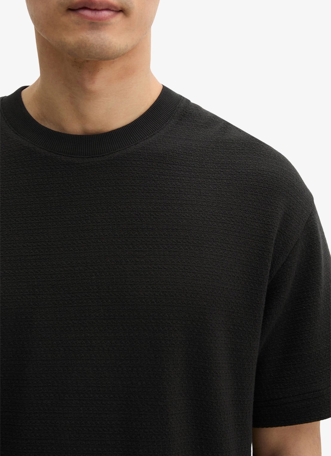 Marc O'Polo T-shirt met ronde hals - detail 6 black-0001 / zwart