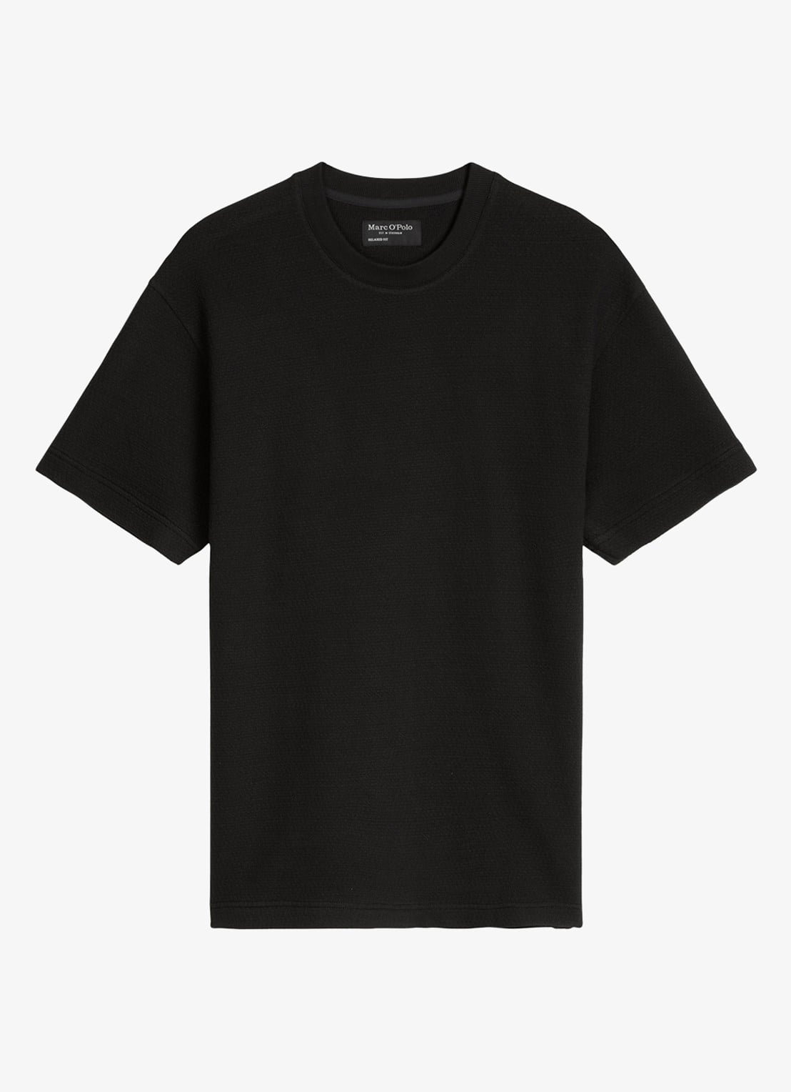 Marc O'Polo T-shirt met ronde hals - voorkant 2 black-0001 / zwart