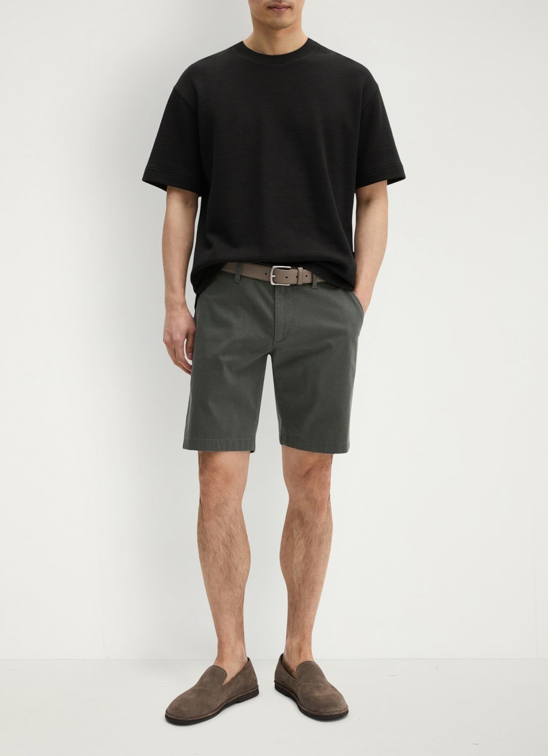 Marc O'Polo T-shirt met ronde hals - voorkant 3 black-0001 / zwart