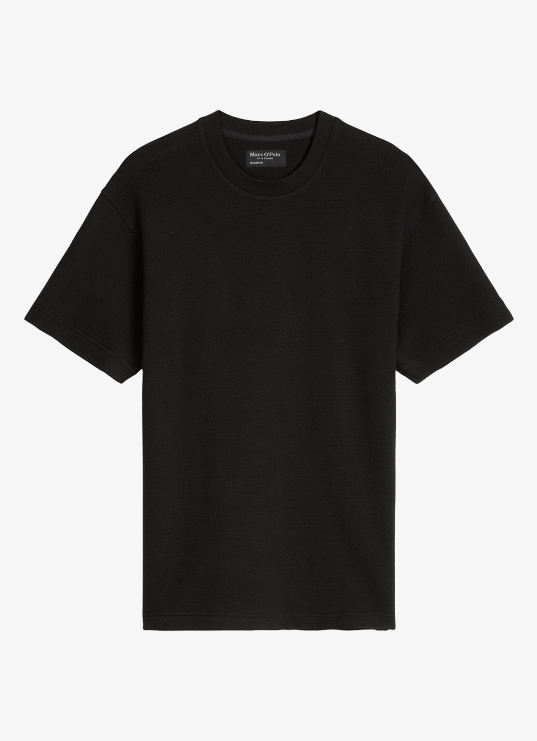 Marc O'Polo T-shirt met ronde hals - voorkant 4 black-0001 / zwart