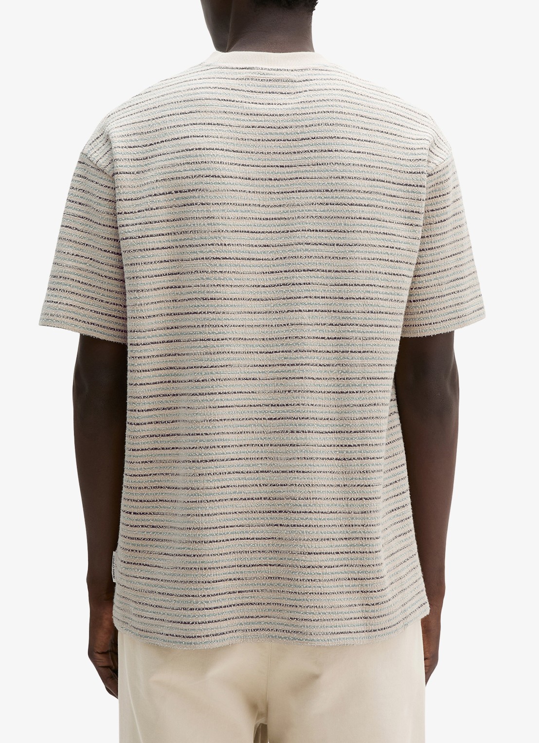Marc O'Polo T-shirt met streepprint en ronde hals - achterkant 5 beige