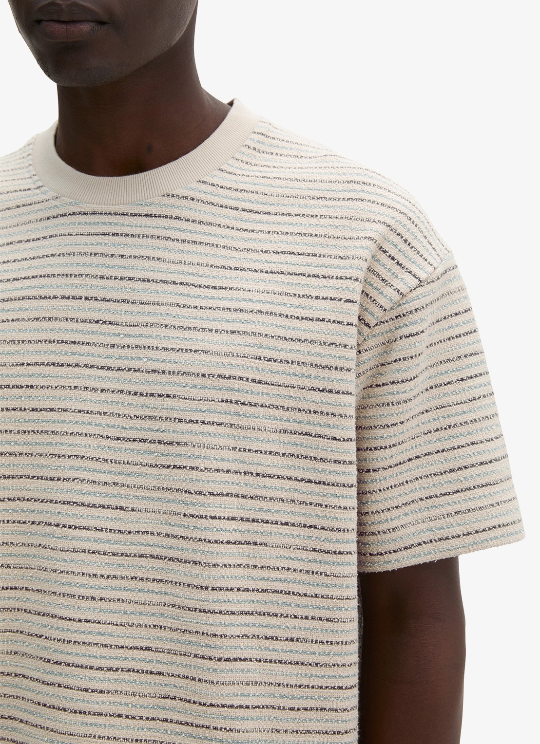 Marc O'Polo T-shirt met streepprint en ronde hals - detail 2 beige