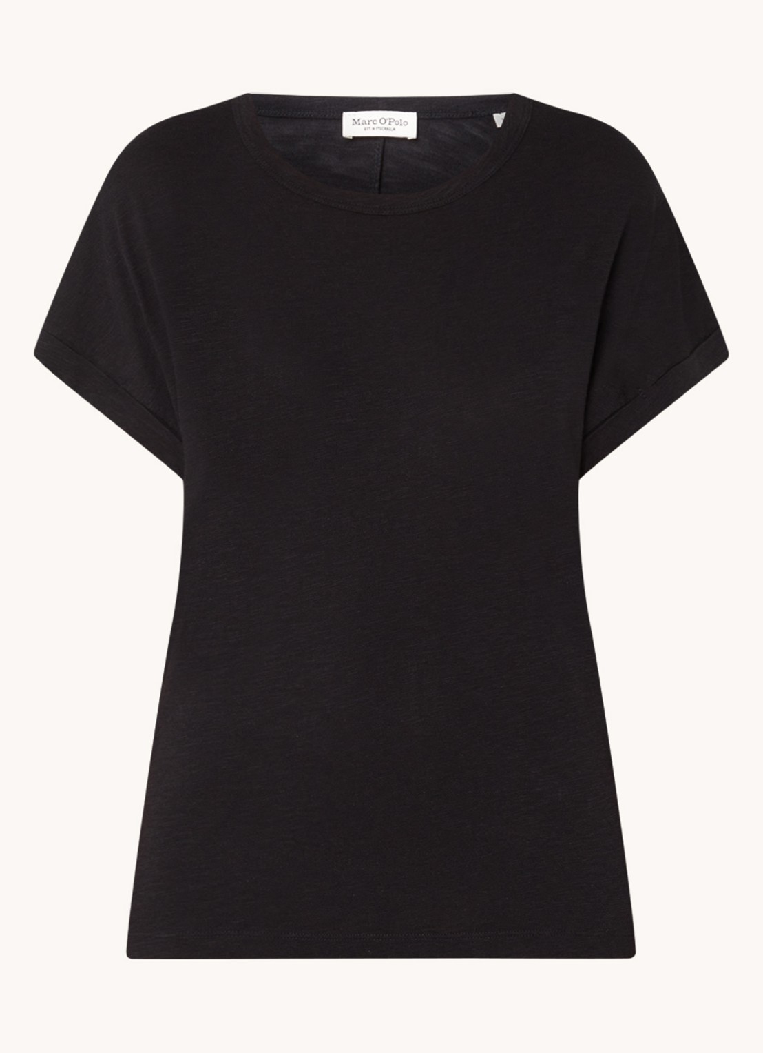 Marc O'Polo T-shirt met stretch - voorkant 3 zwart