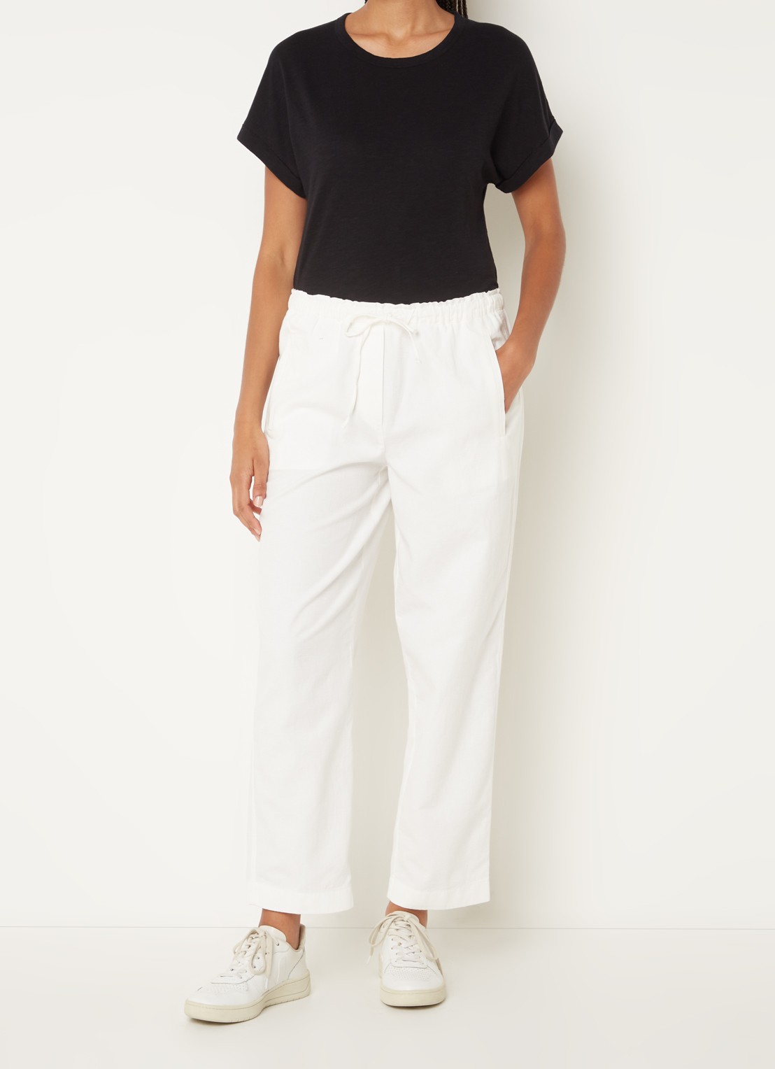 Marc O'Polo T-shirt met stretch - voorkant 4 zwart