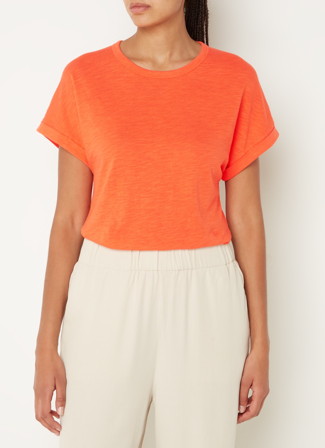 Marc O'Polo T-shirt met stretch - detail oranje