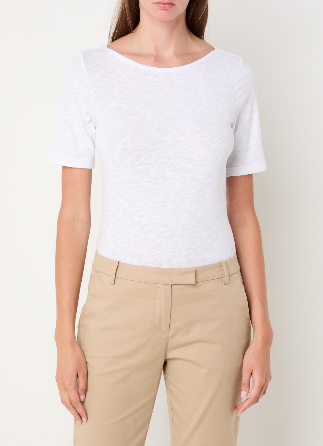 Marc O'Polo T-shirt met stretch - detail 3 wit