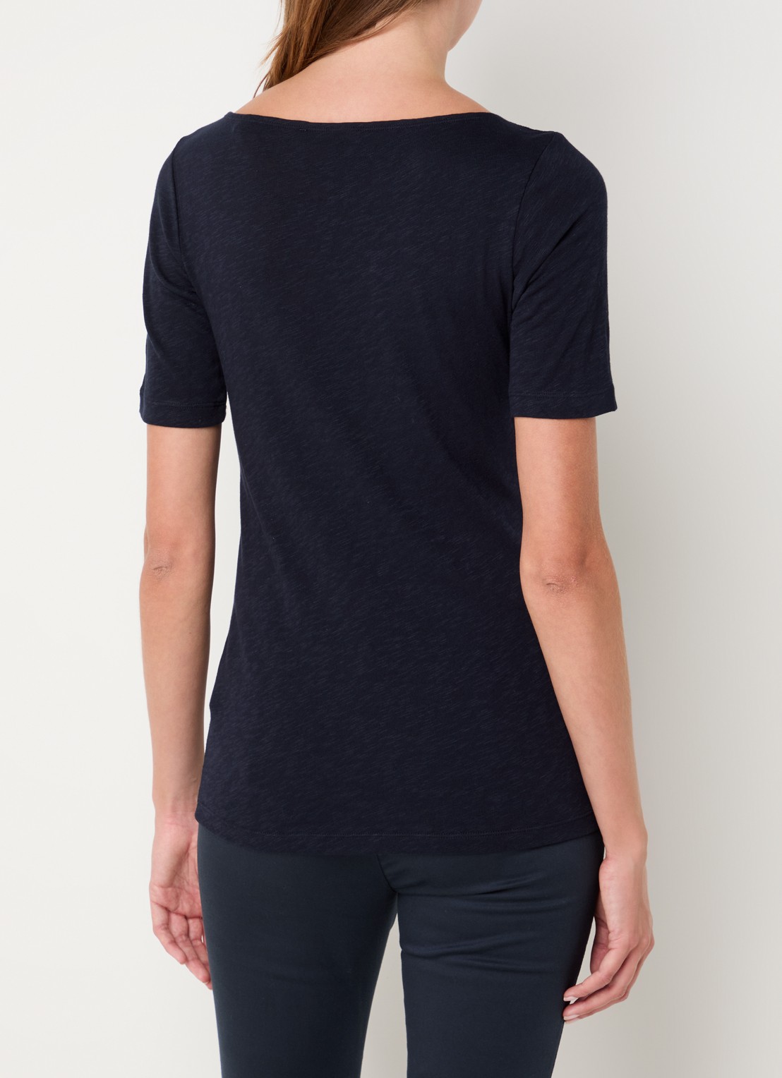 Marc O'Polo T-shirt met stretch - achterkant 3 donkerblauw
