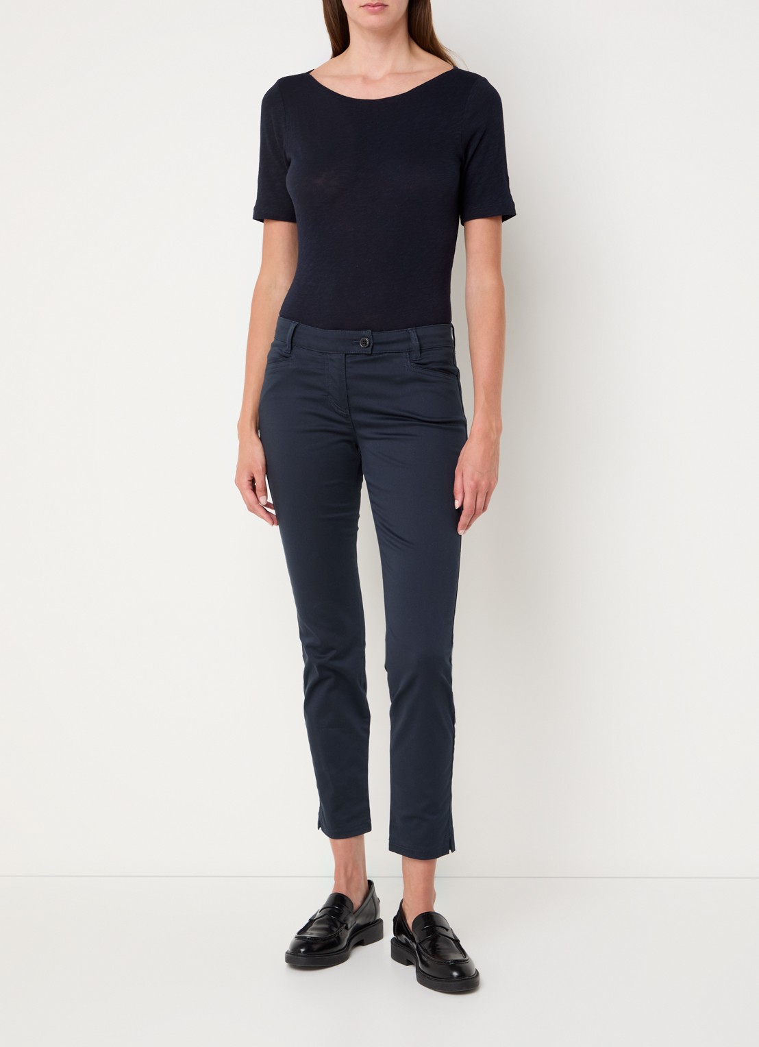 Marc O'Polo T-shirt met stretch - voorkant 2 donkerblauw