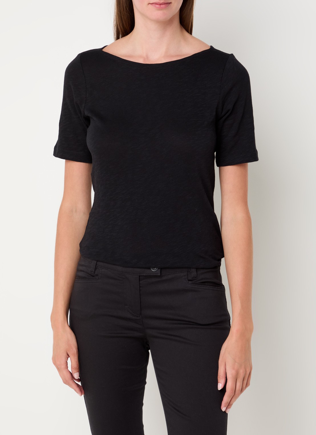 Marc O'Polo T-shirt met stretch - detail 2 zwart