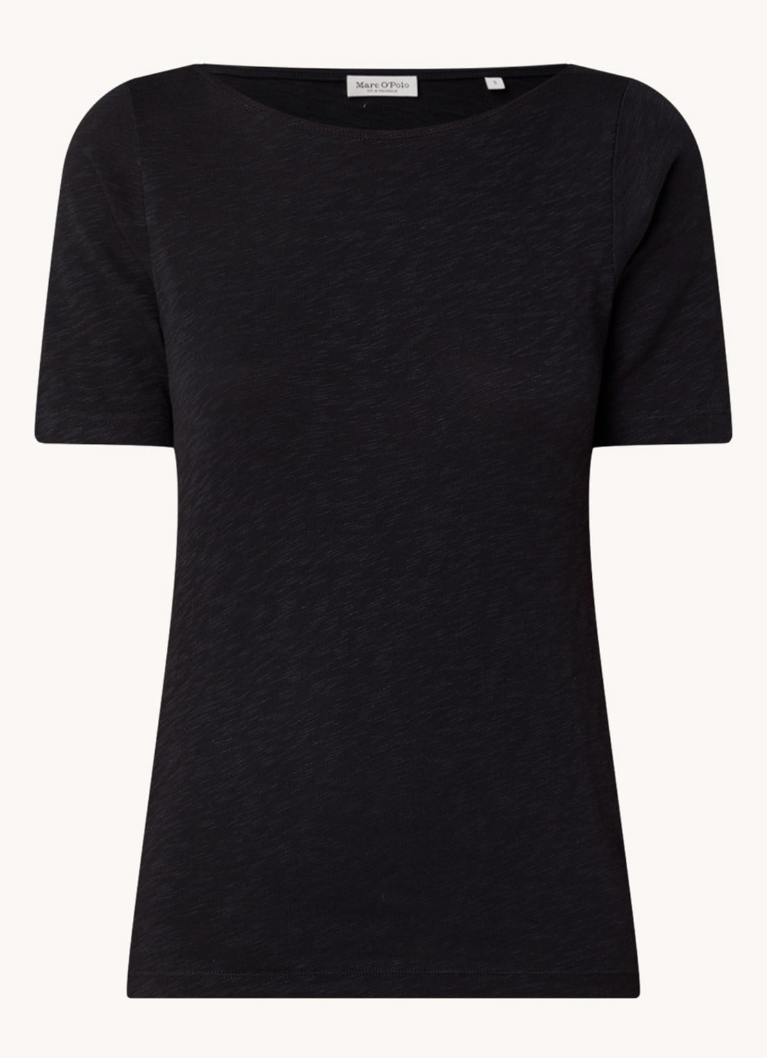 Marc O'Polo T-shirt met stretch - voorkant 3 zwart