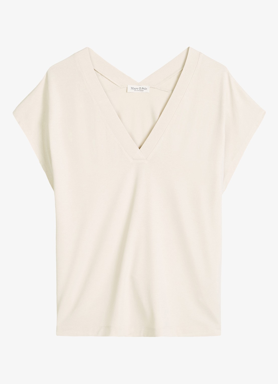 Marc O'Polo T-shirt met V-hals - voorkant 4 beige