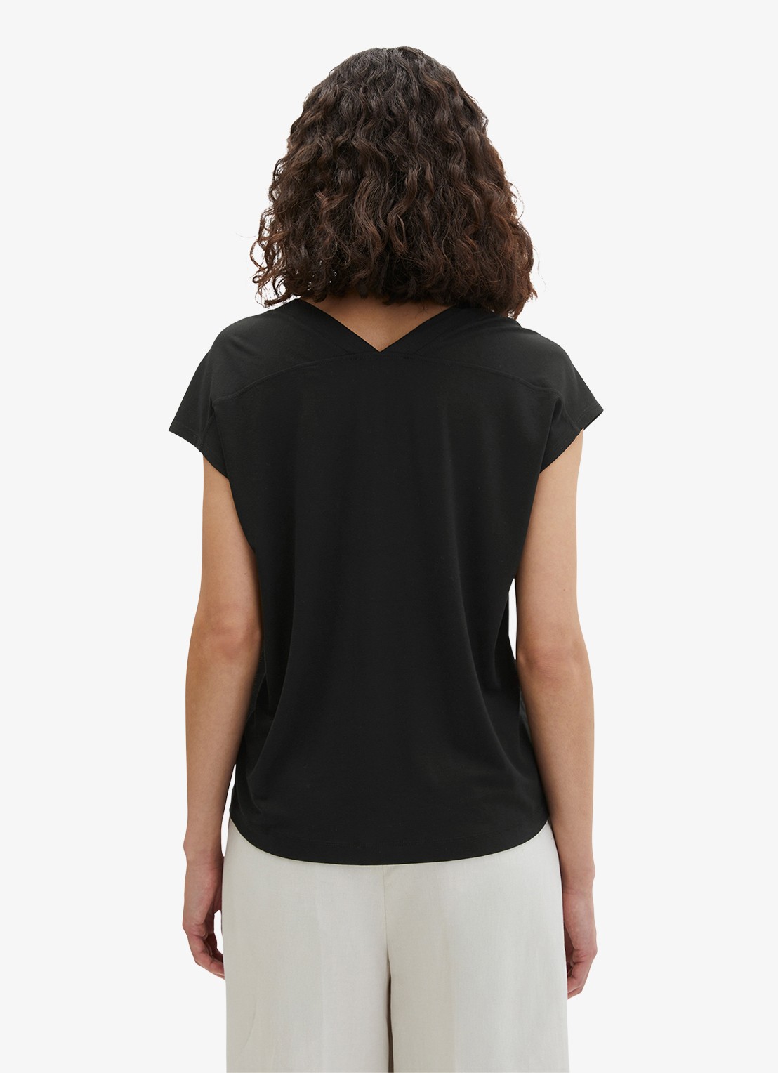 Marc O'Polo T-shirt met V-hals - achterkant 3 zwart