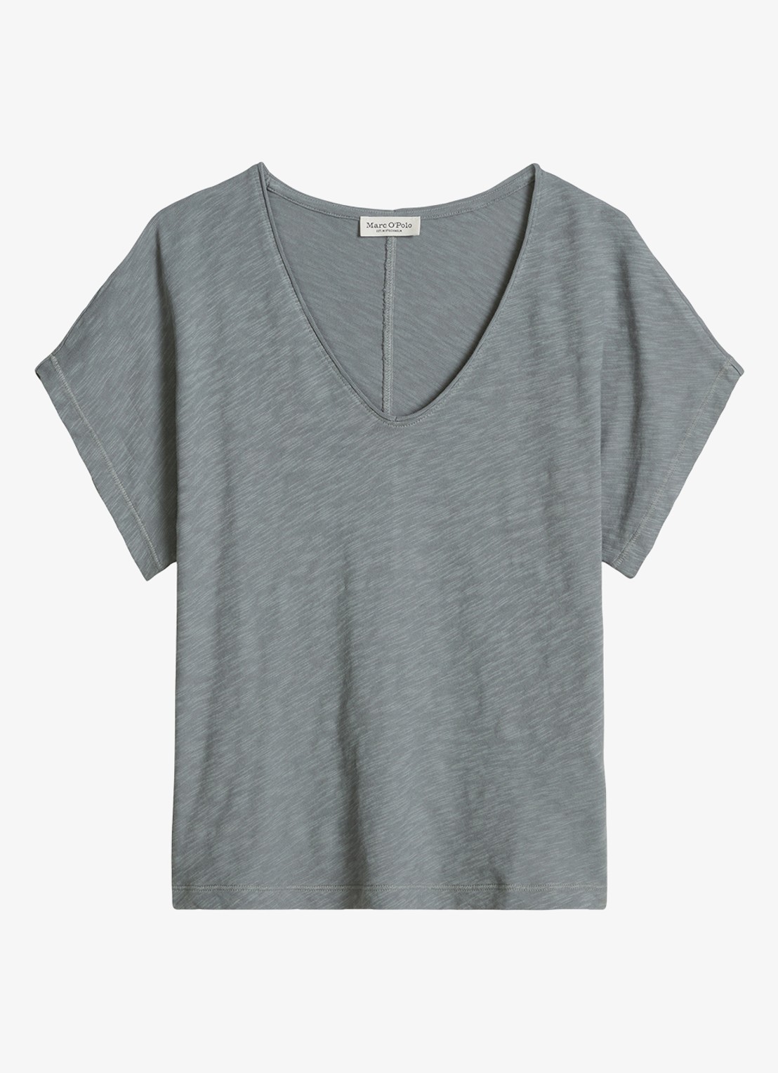 Marc O'Polo T-shirt met V-hals - voorkant quiet sea-0639 / blauw