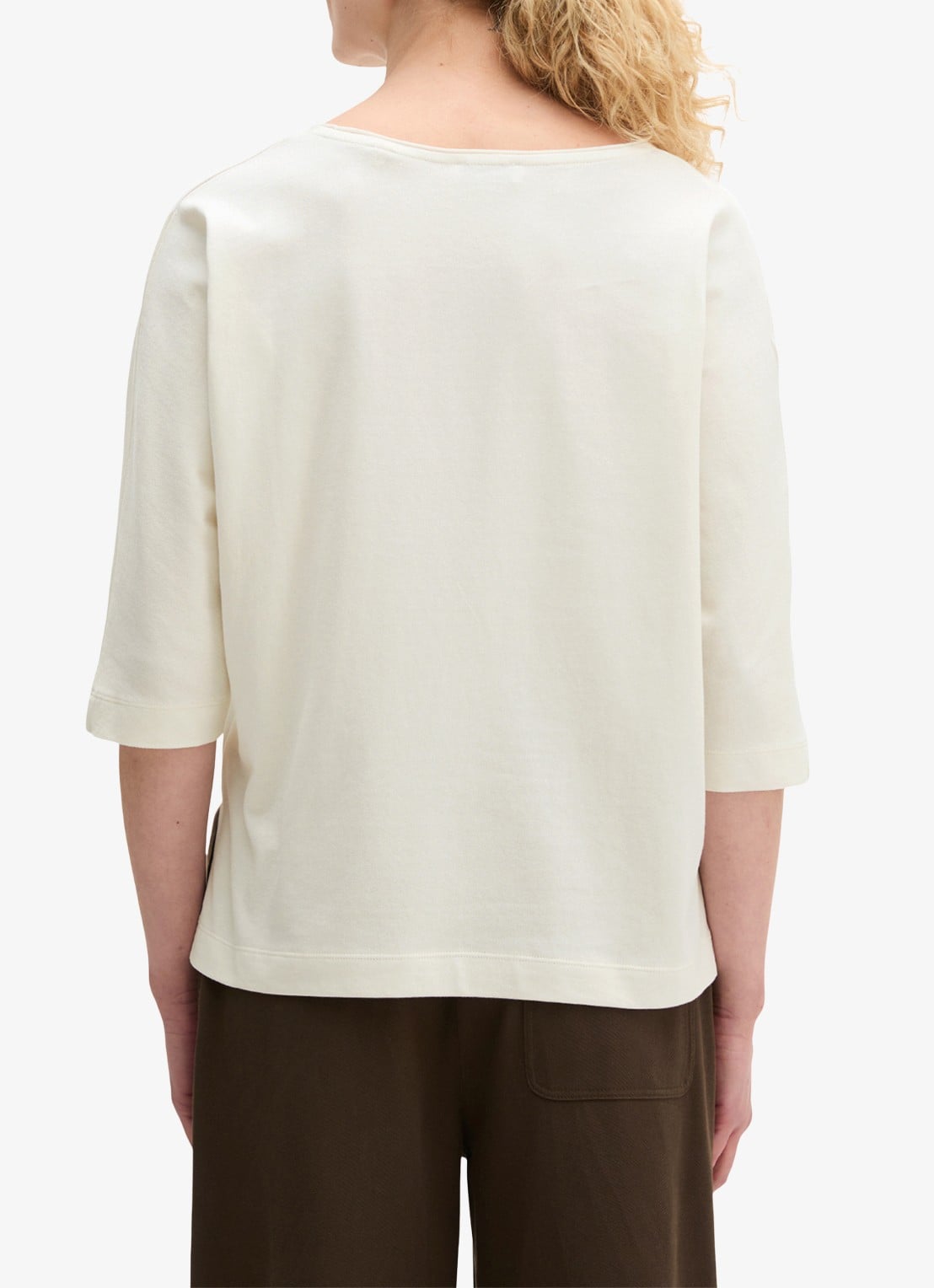 Marc O'Polo T-shirt van jersey met boothals - achterkant 3 white cotton / wit