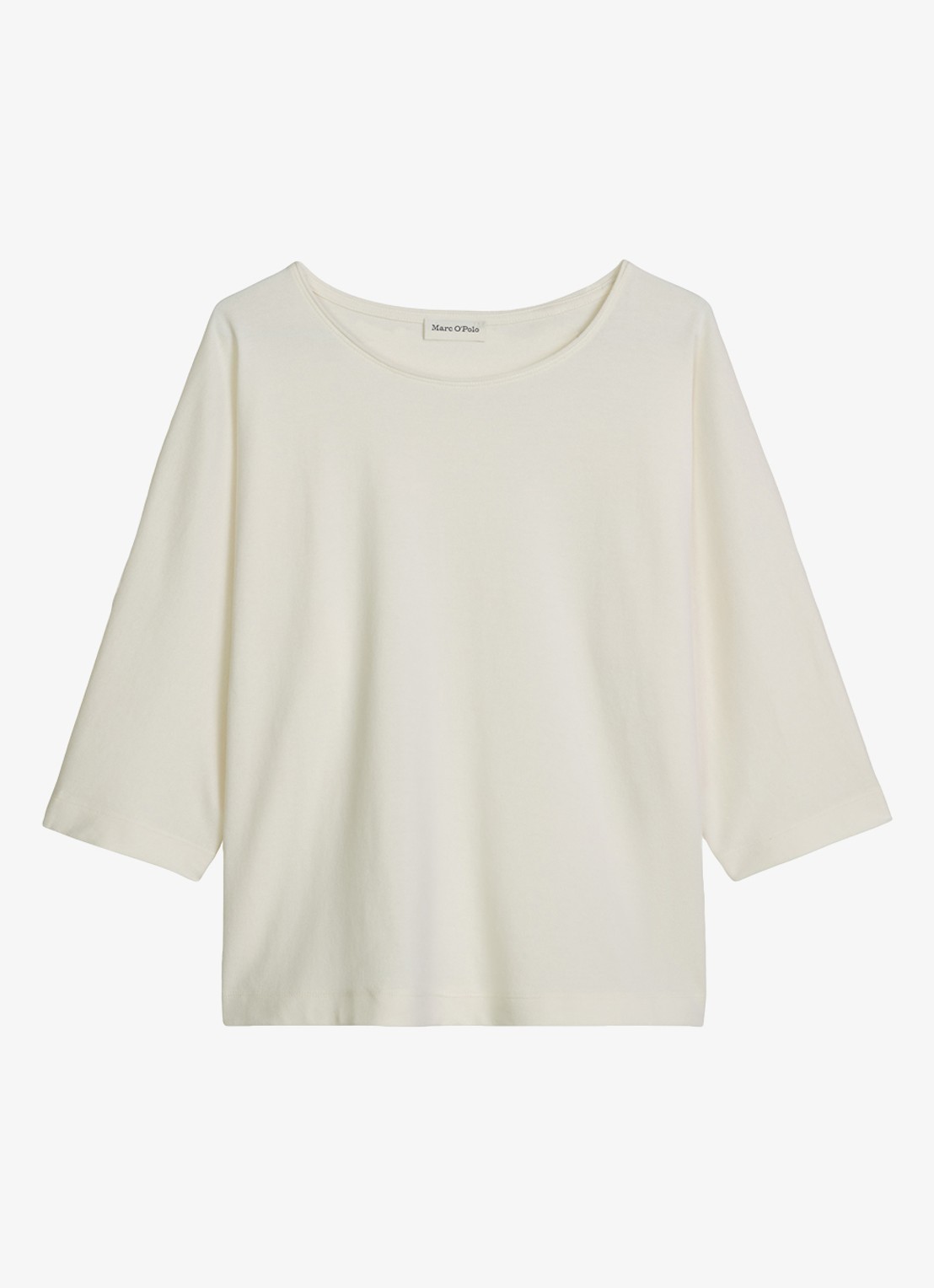 Marc O'Polo T-shirt van jersey met boothals - voorkant white cotton / wit
