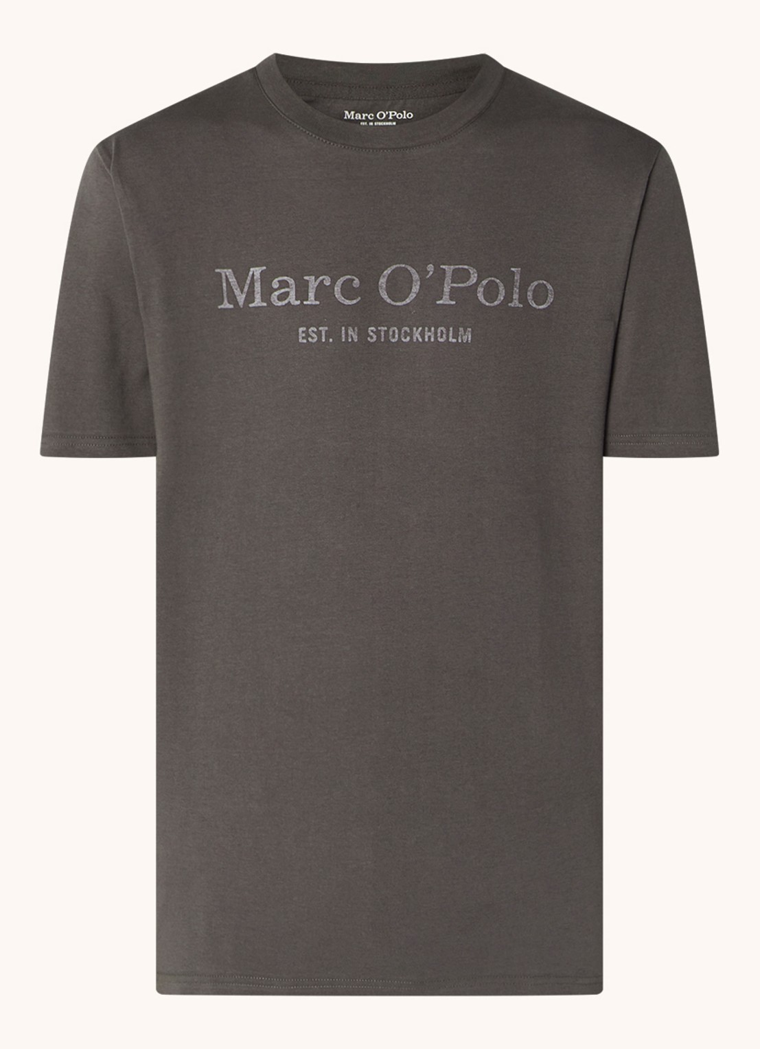 Marc O'Polo T-shirt van  katoen met logo - voorkant donkergrijs