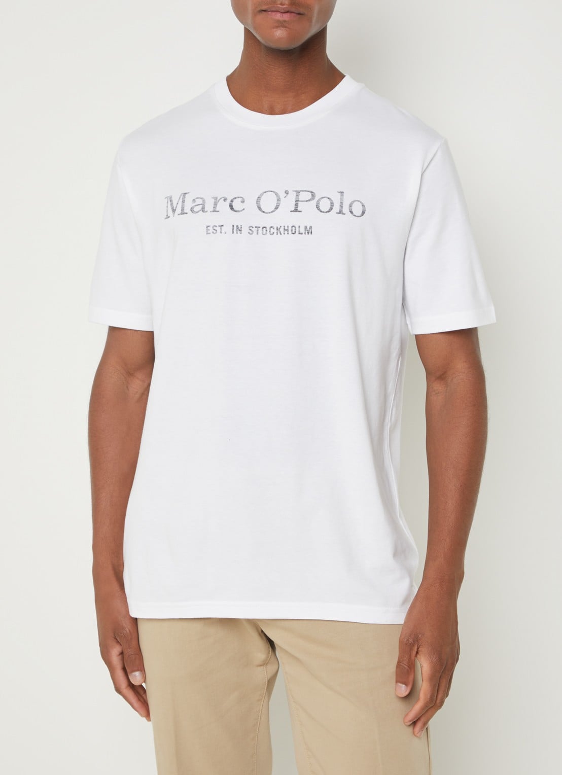 Marc O'Polo T-shirt van  katoen met logo - detail wit