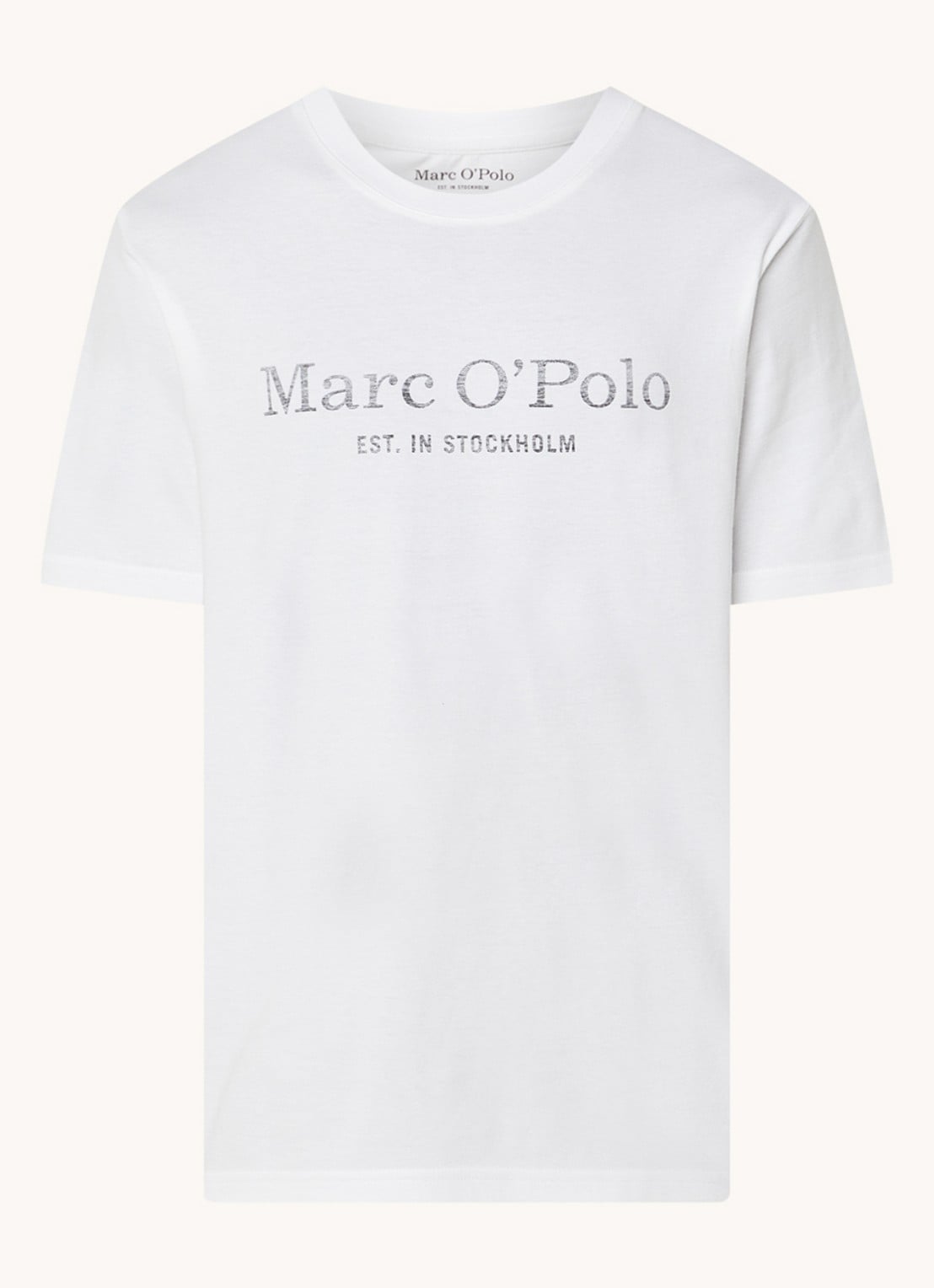 Marc O'Polo T-shirt van  katoen met logo - voorkant 2 wit