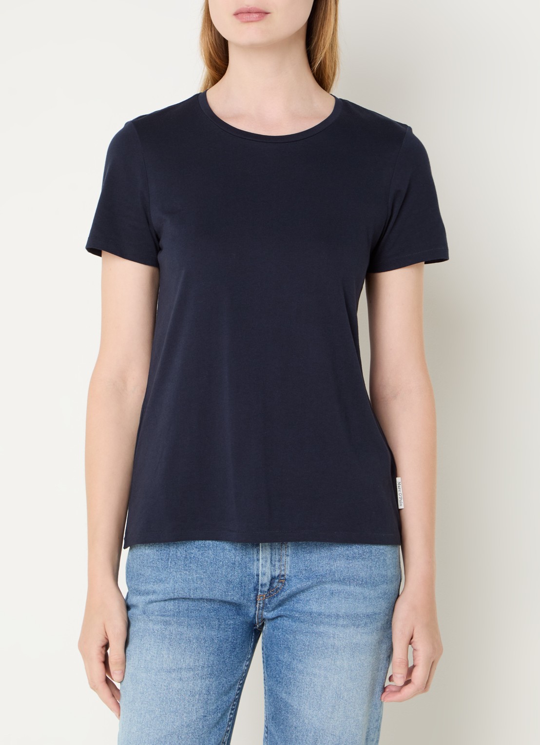Marc O'Polo T-shirt van katoen - detail 4 donkerblauw
