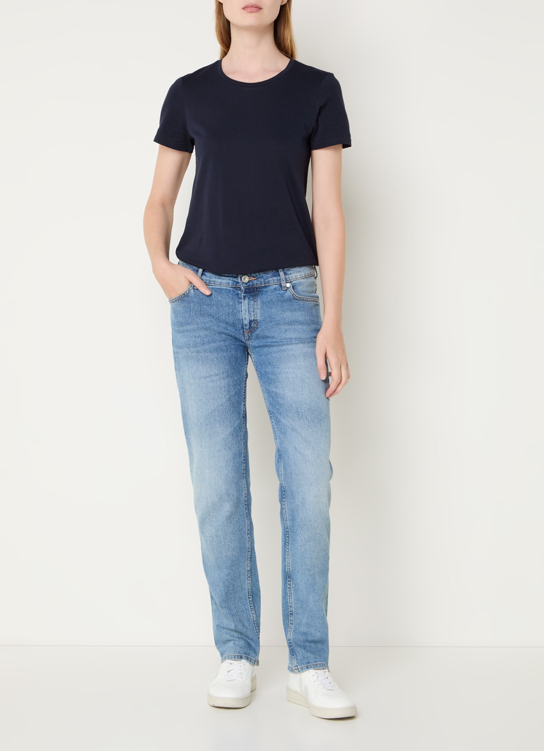 Marc O'Polo T-shirt van katoen - voorkant 2 donkerblauw