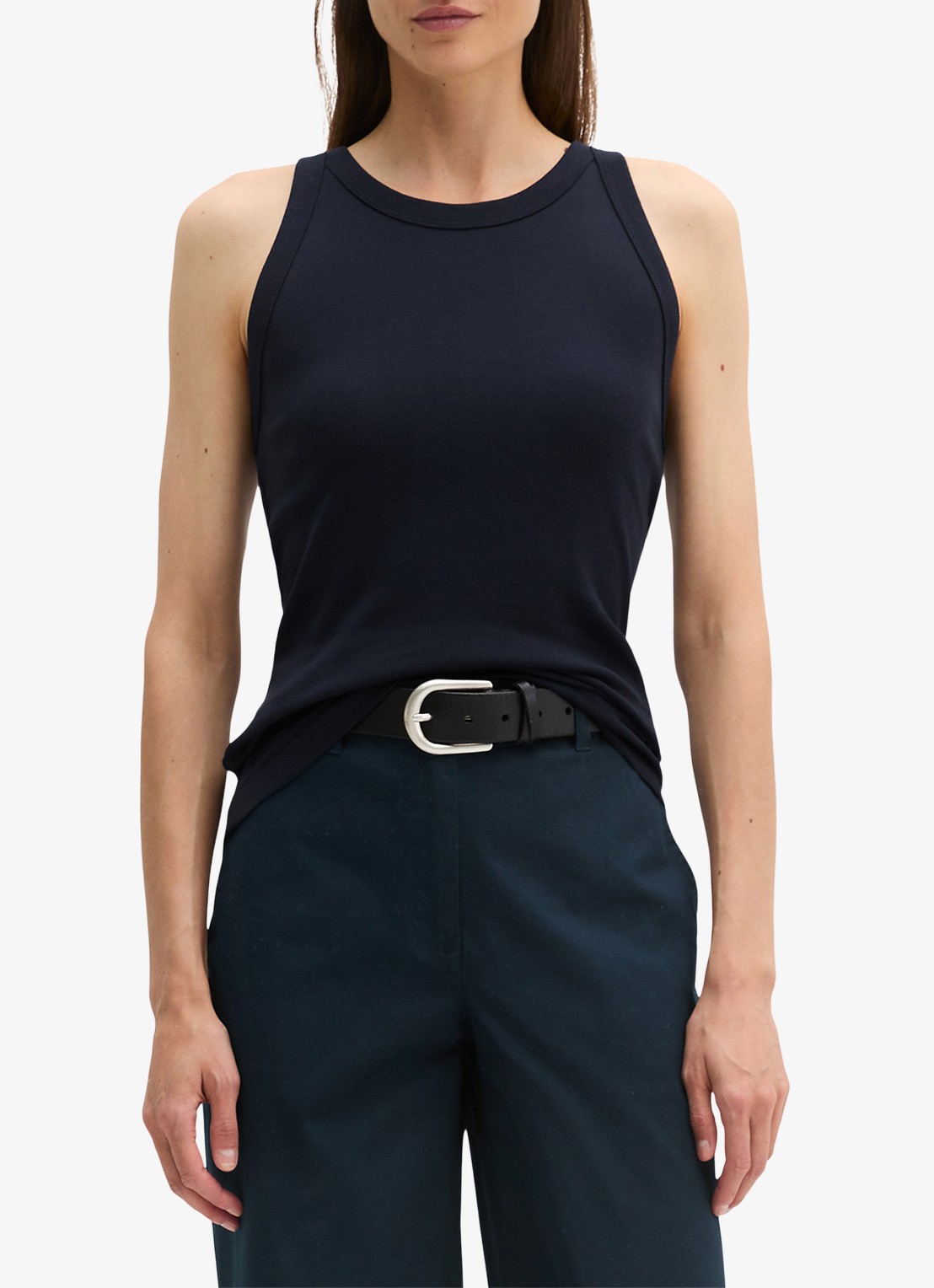 Marc O'Polo Tanktop met ribstructuur - detail 3 donkerblauw