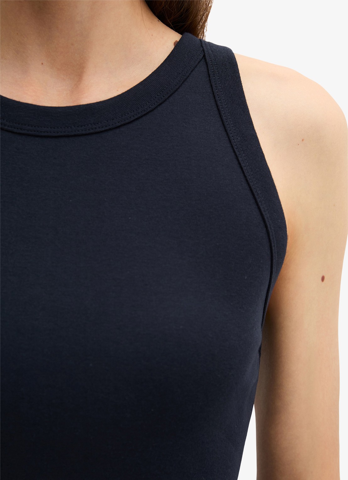 Marc O'Polo Tanktop met ribstructuur - detail 4 donkerblauw