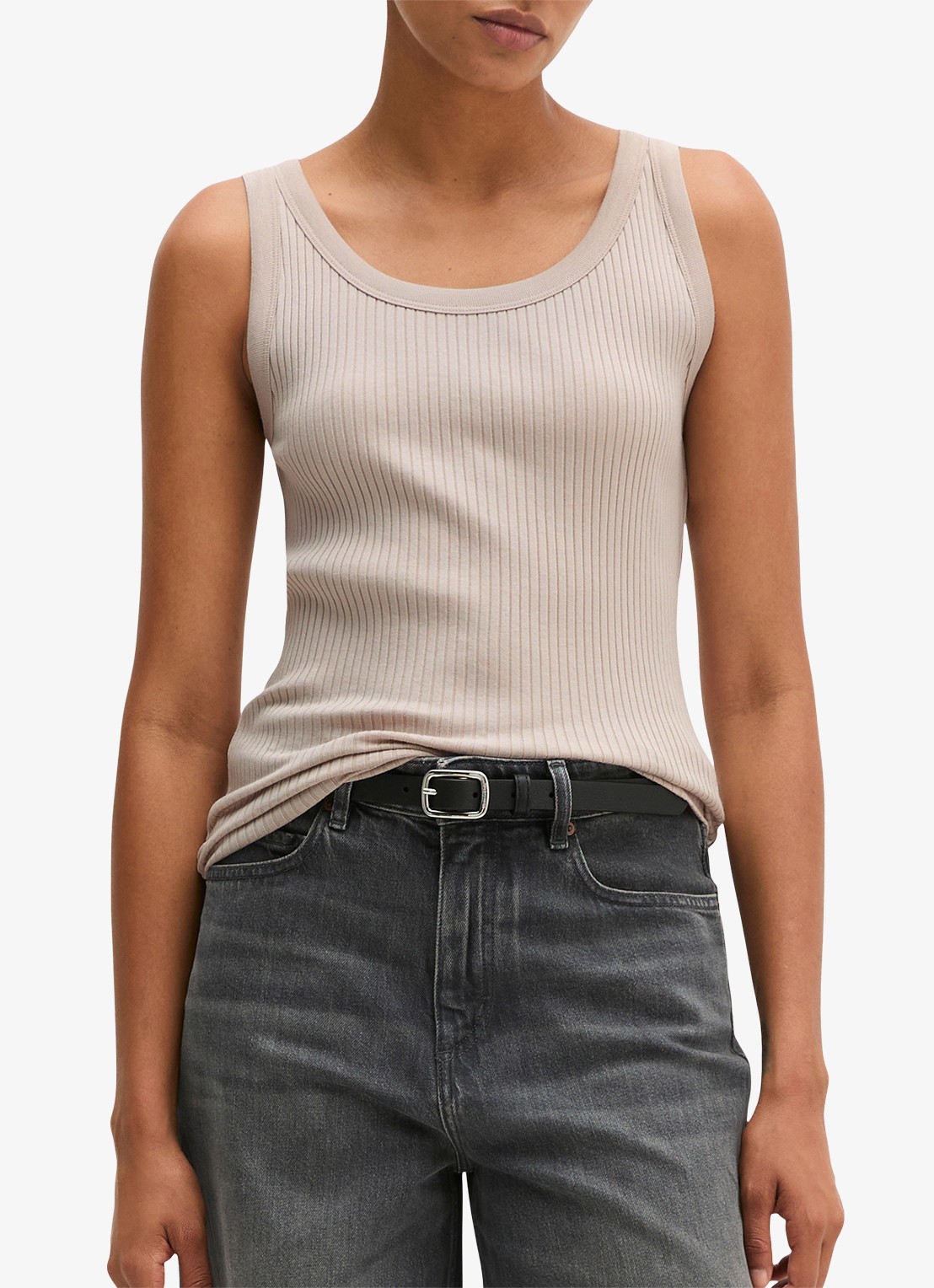 Marc O'Polo Tanktop met ribstructuur - detail 3 naturel