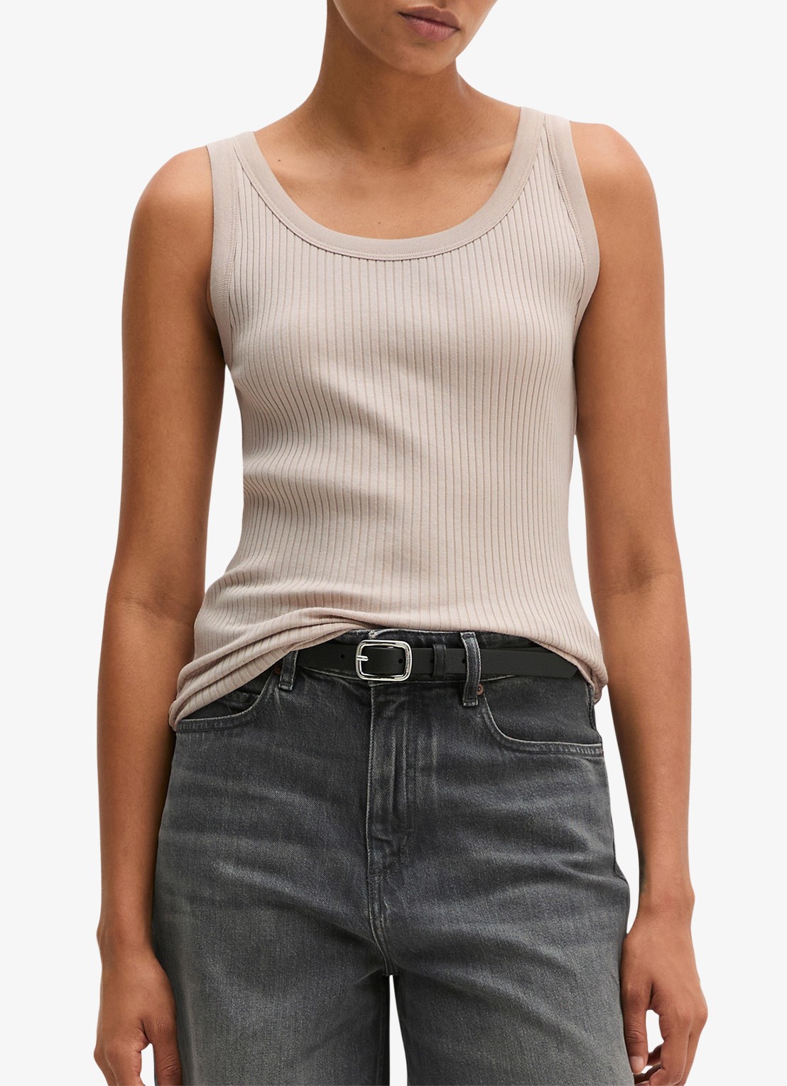 Marc O'Polo Tanktop met ribstructuur - detail naturel
