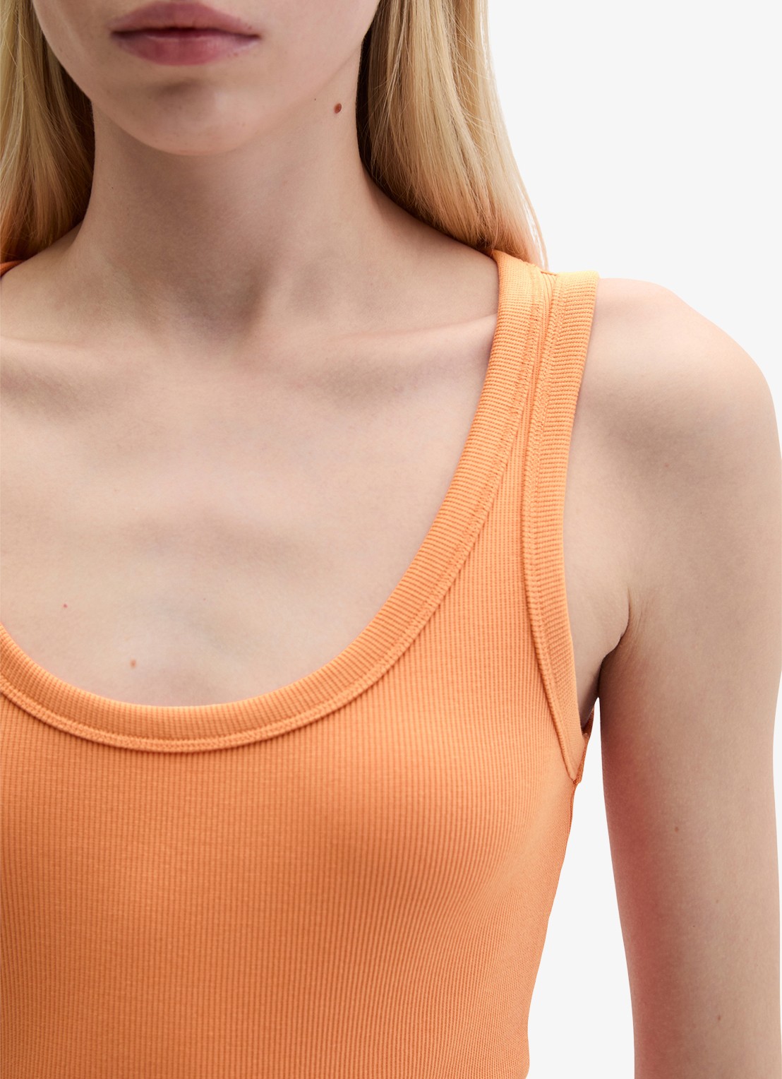 Marc O'Polo Tanktop met ronde hals  - detail 3 warm orange-9326 / oranje