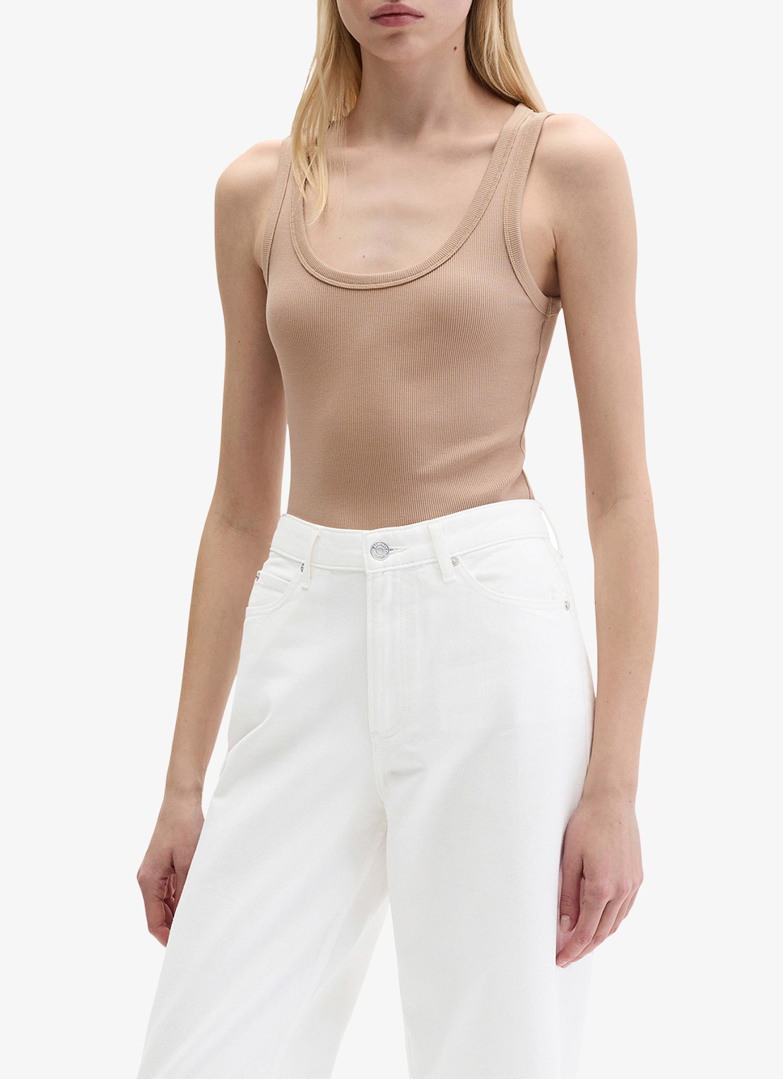 Marc O'Polo Tanktop met ronde hals  - detail sandpaper-2326 / beige