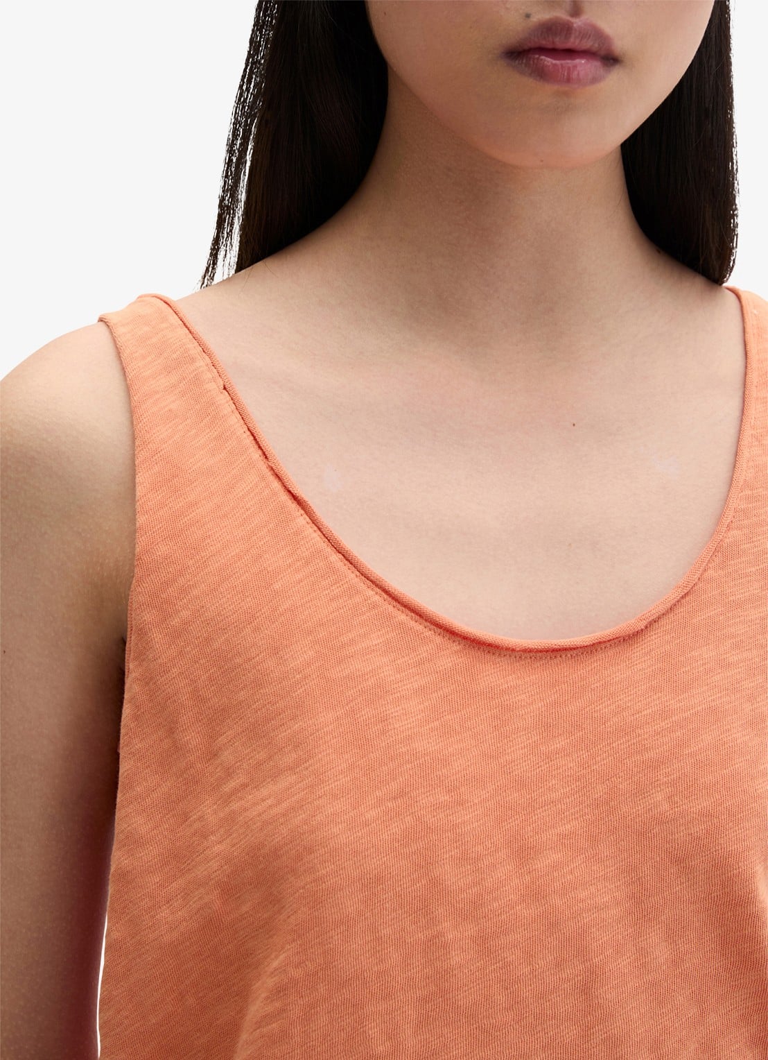 Marc O'Polo Tanktop met ronde hals - detail 5 warm orange-9326 / oranje