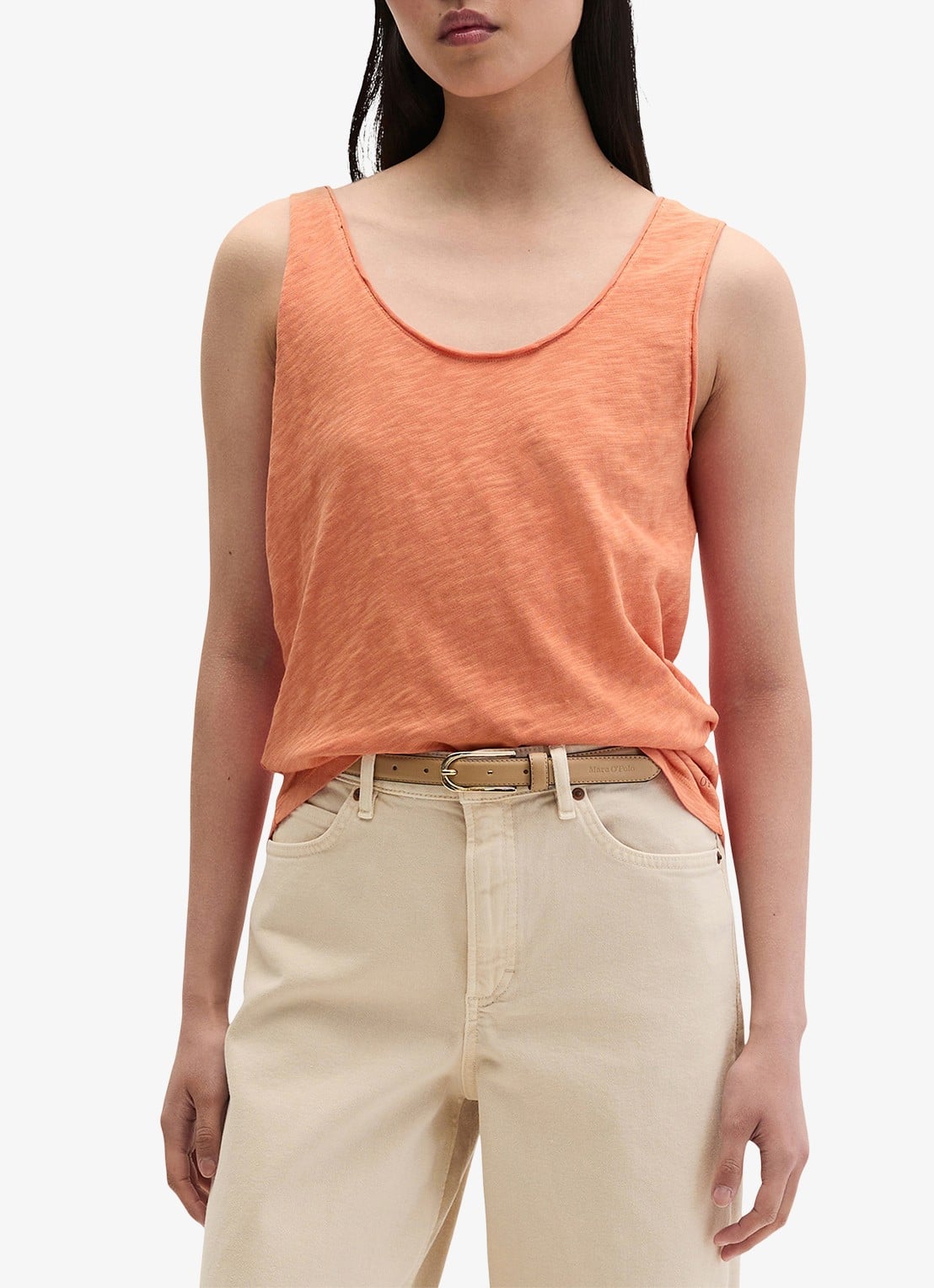 Marc O'Polo Tanktop met ronde hals - voorkant 2 warm orange-9326 / oranje