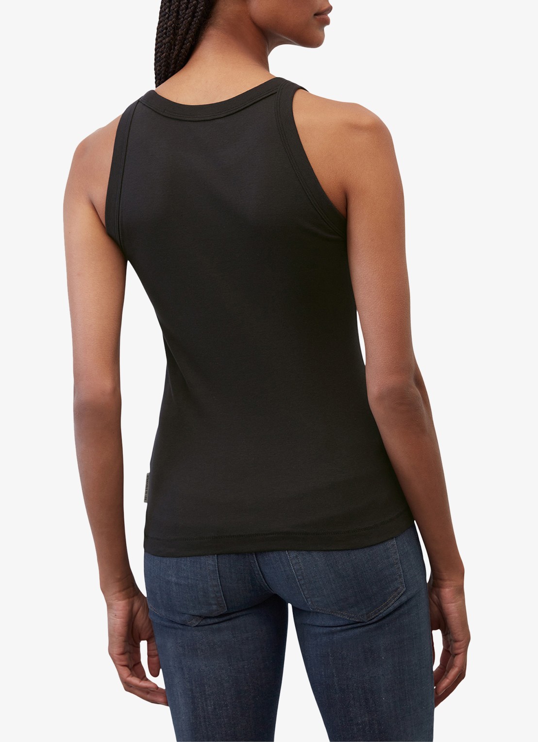 Marc O'Polo Tanktop van  katoen met ribstructuur - achterkant 4 zwart