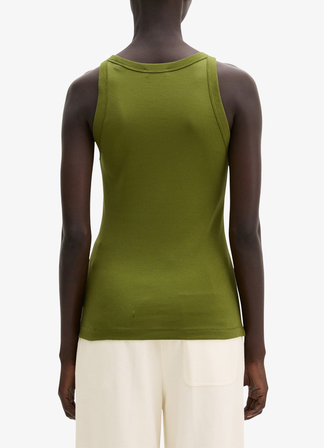 Marc O'Polo Tanktop van katoen met ronde hals - achterkant 3 shaded fern / groen