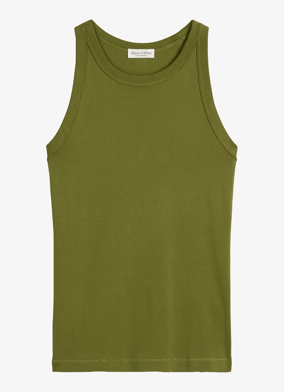Marc O'Polo Tanktop van katoen met ronde hals - voorkant shaded fern / groen